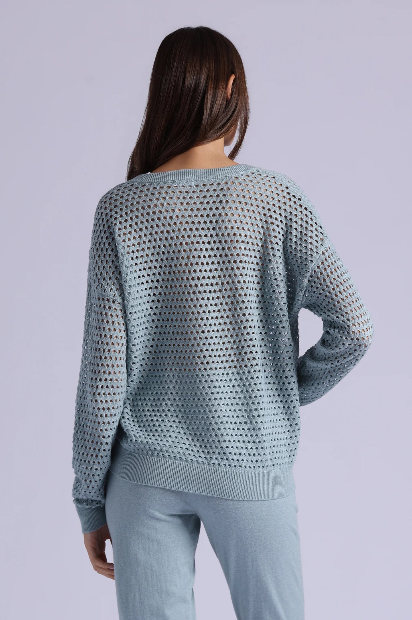 Mesh Long Sleeve V Neck