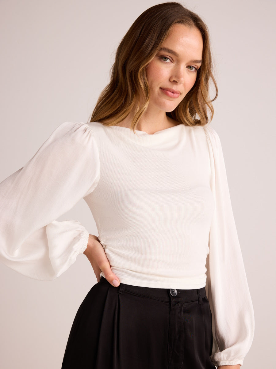 Ruched Waist Flowy Sleeve Top