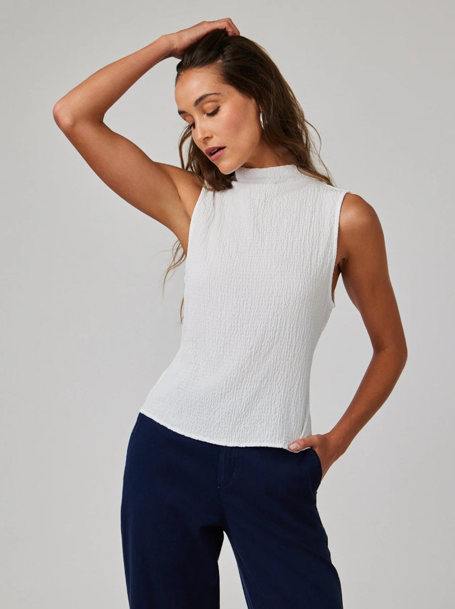 Mock Neck Top in White