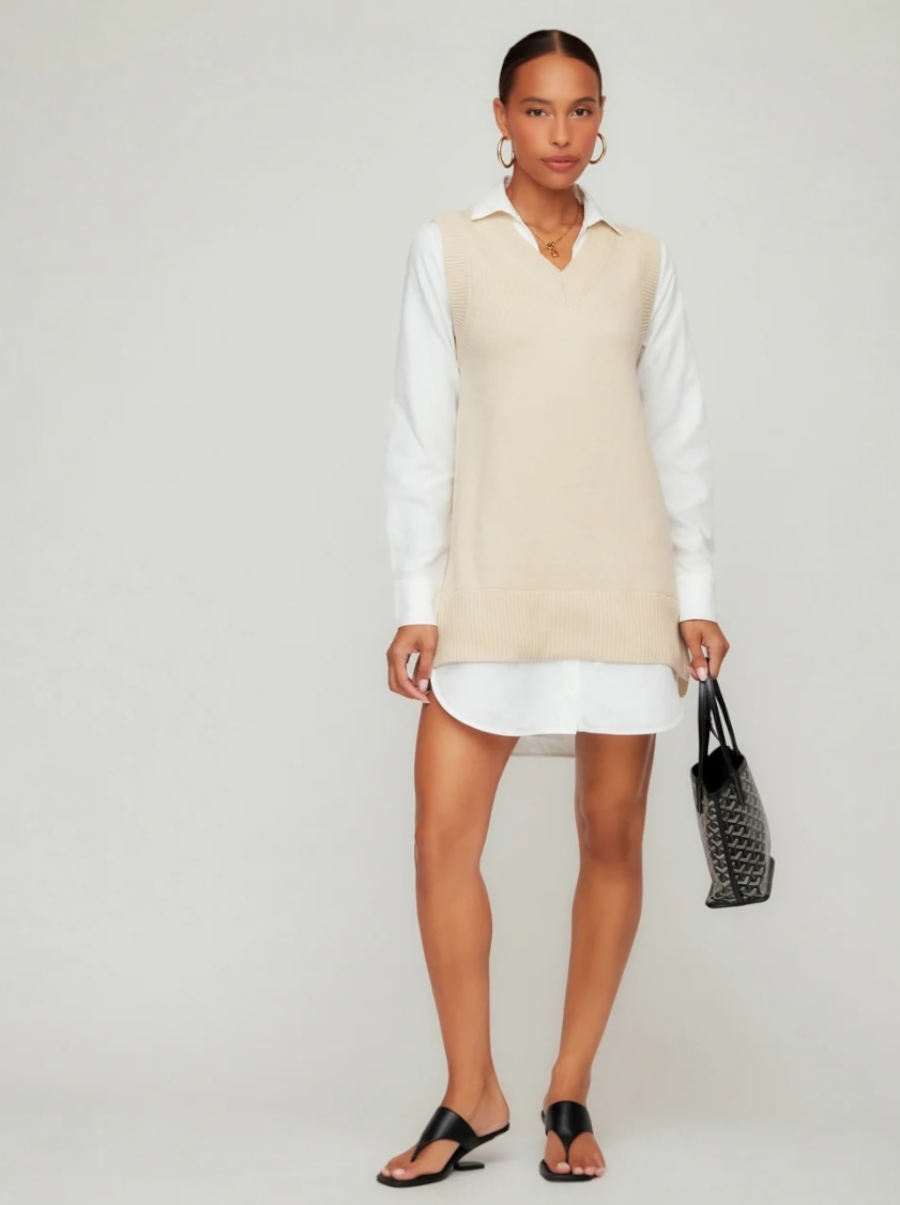 Elora Mixed Media Vest Dress