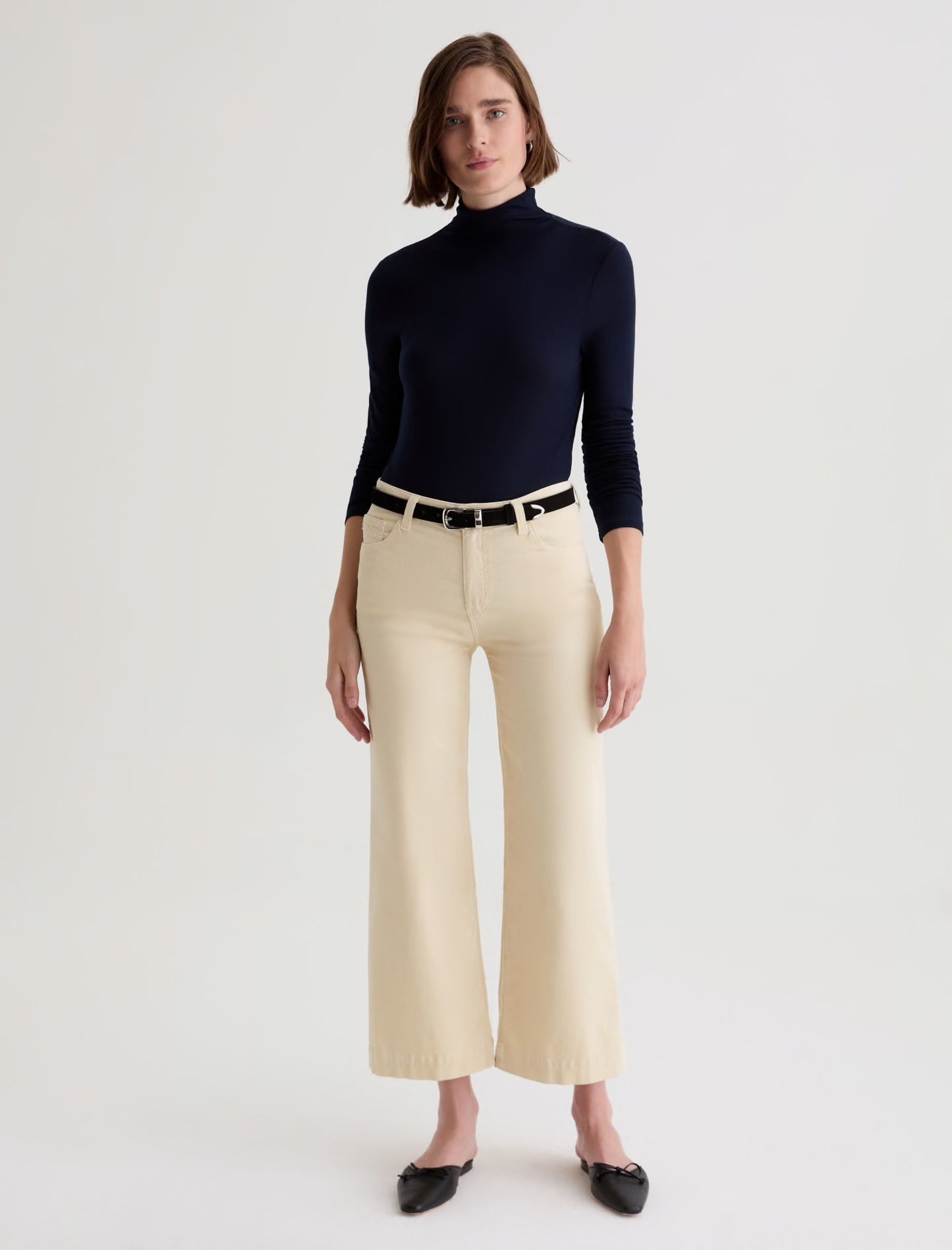 Saige Wide Leg Crop Cord in Opal Stone