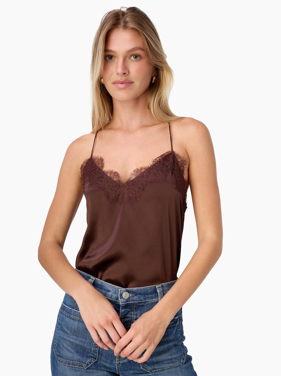 Racer Charmeuse Camisole in Sable