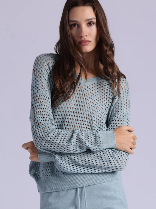 Mesh Long Sleeve V Neck