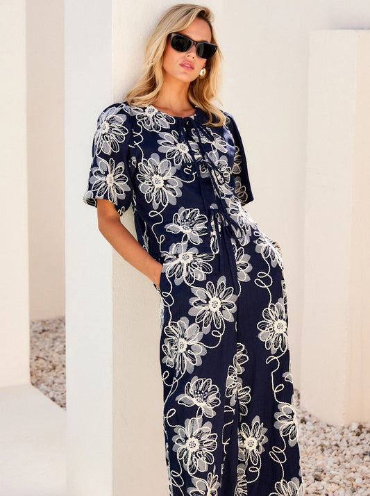 Nadine Embroidered Bow Top