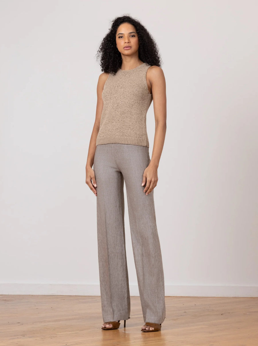 Flavia Linen Pant in Mushroom
