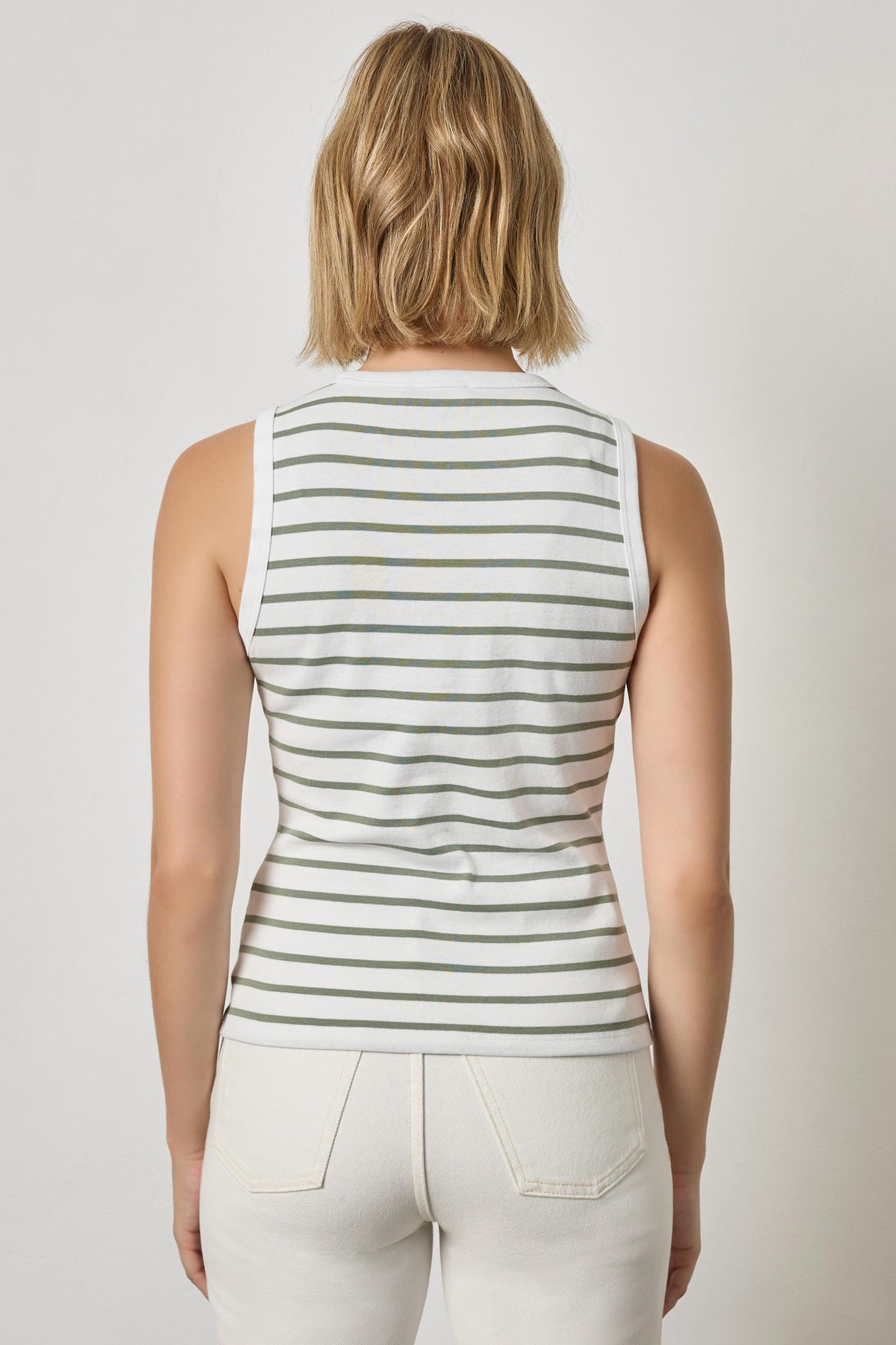 Rib Stripe High Neck Tank