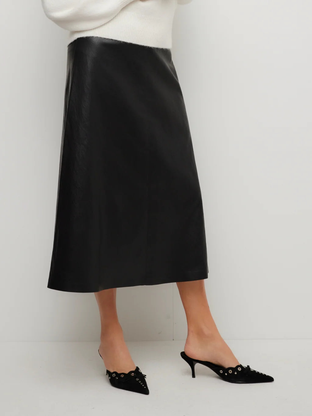 Bodie Faux Leather Midi Skirt