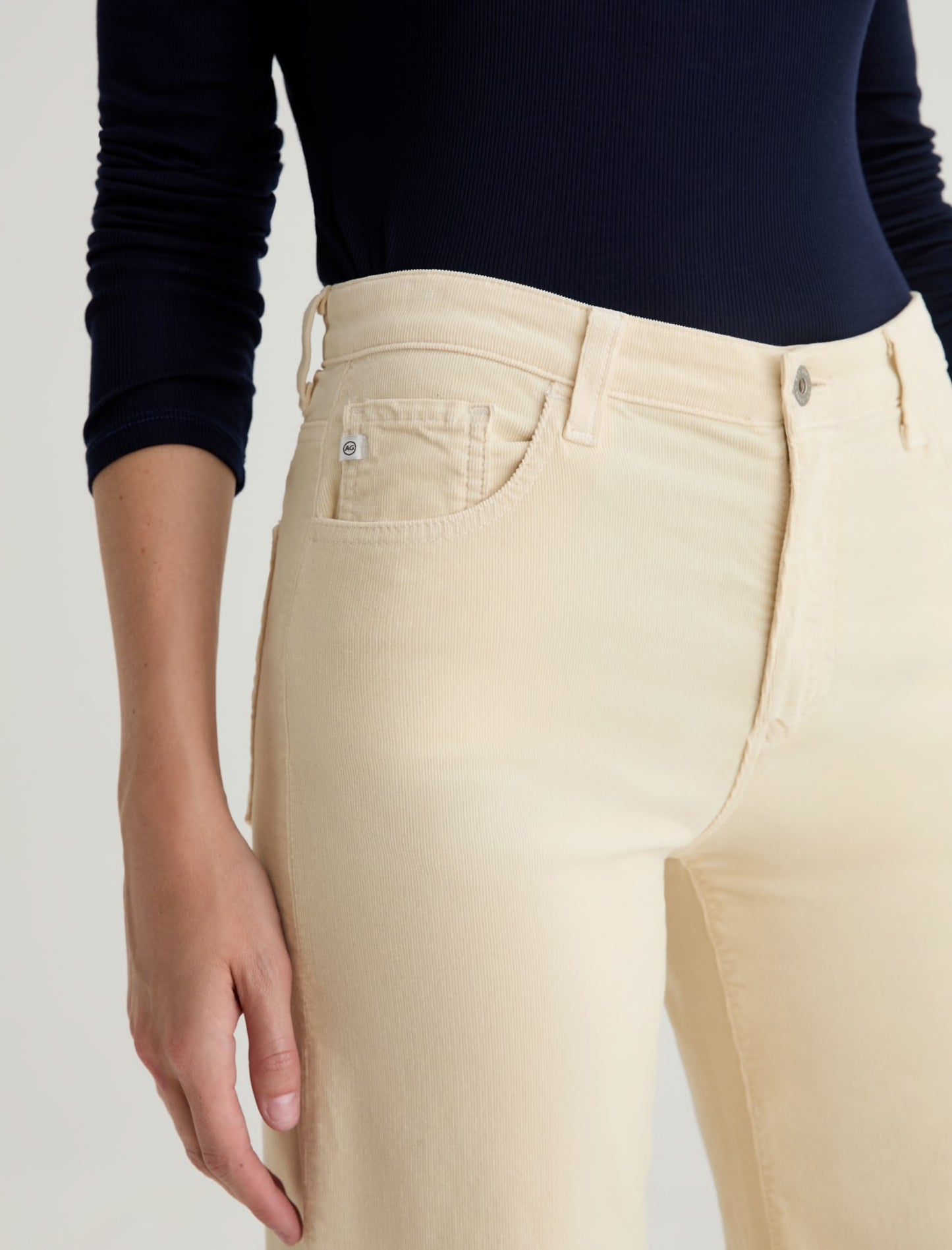 Saige Wide Leg Crop Cord in Opal Stone