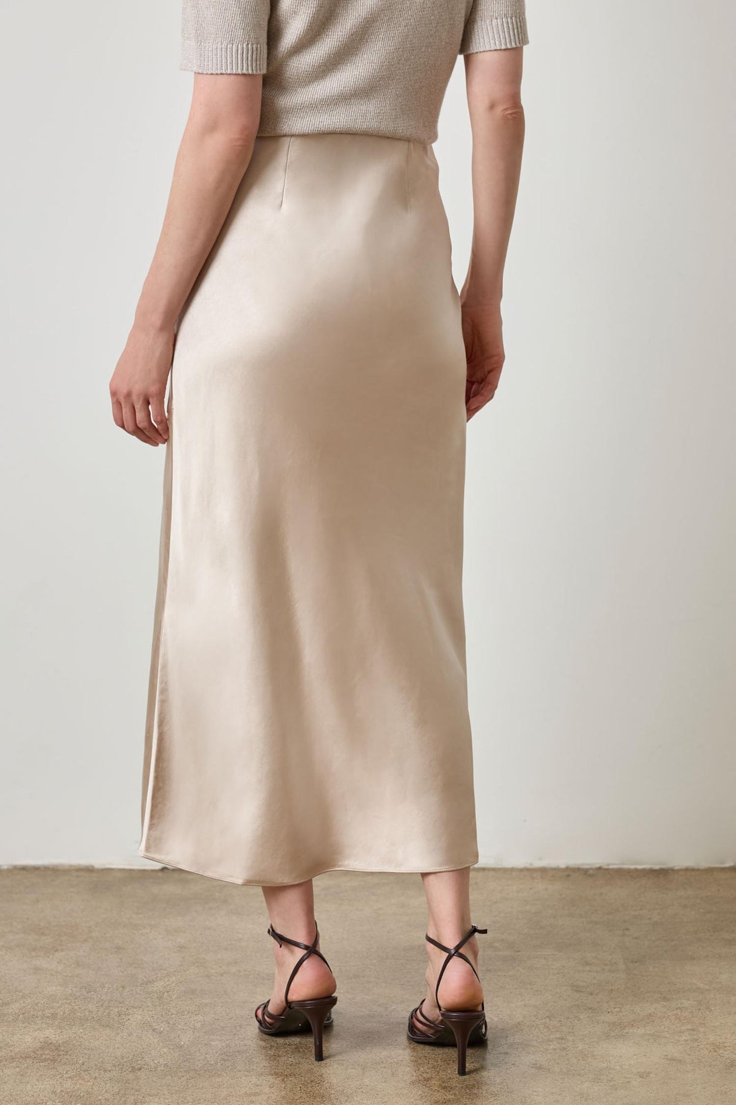Satin Slit Front Skirt
