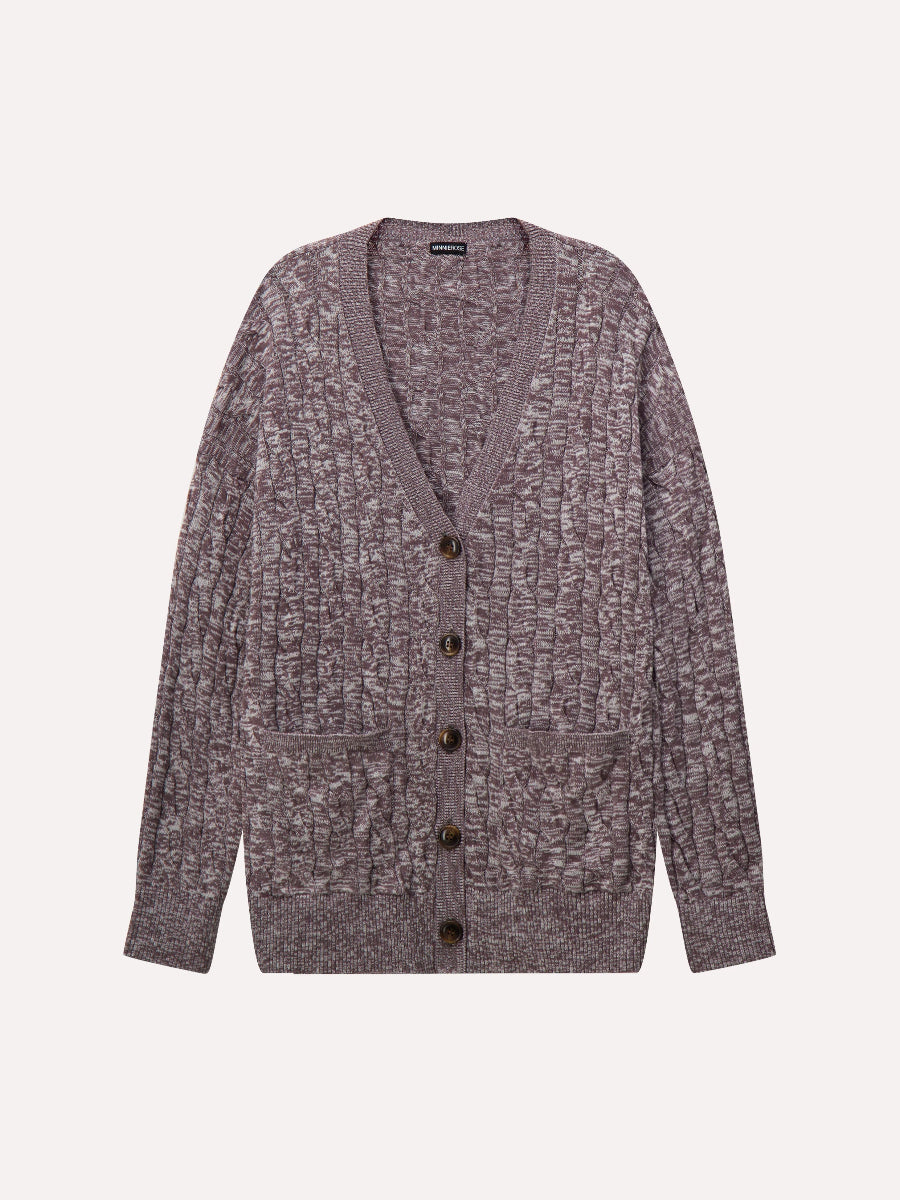 Oversized Marled Cable Cardigan