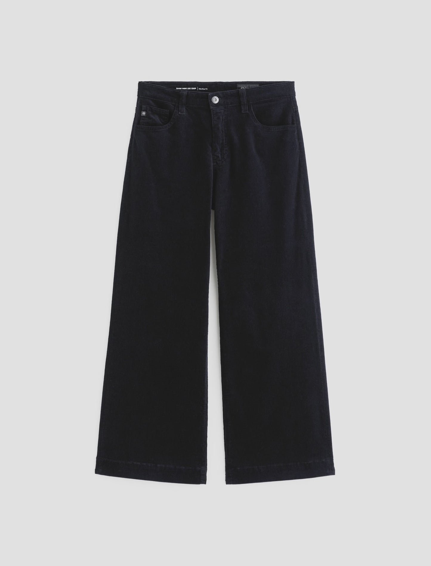 Saige Wide Leg Crop Cord in Super Black