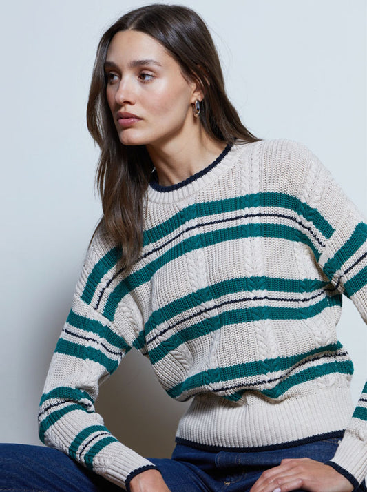 Shaker Cable Striped Crew