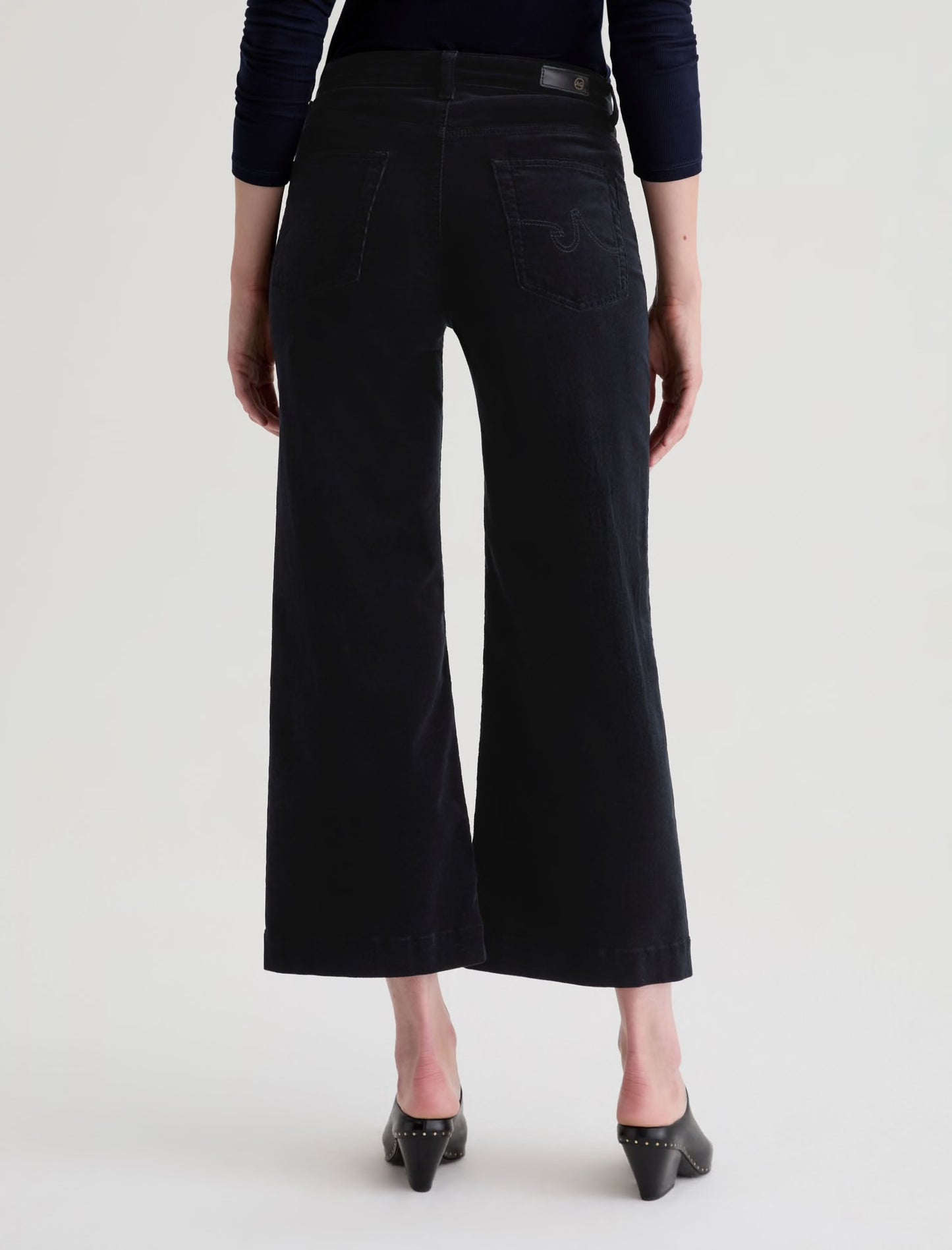 Saige Wide Leg Crop Cord in Super Black