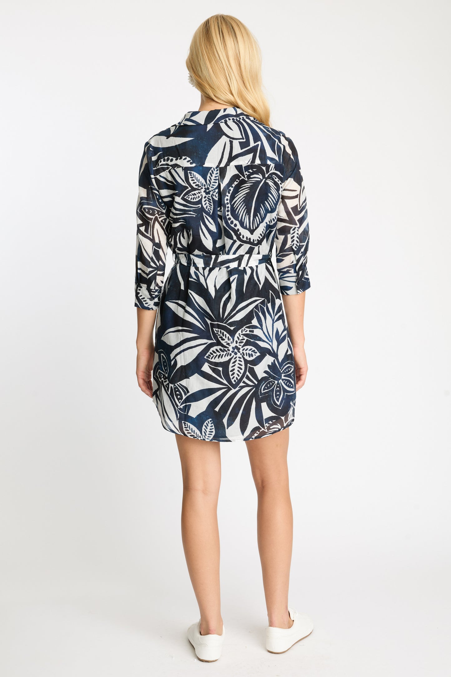 Becky Dress in Woodblock Palm
