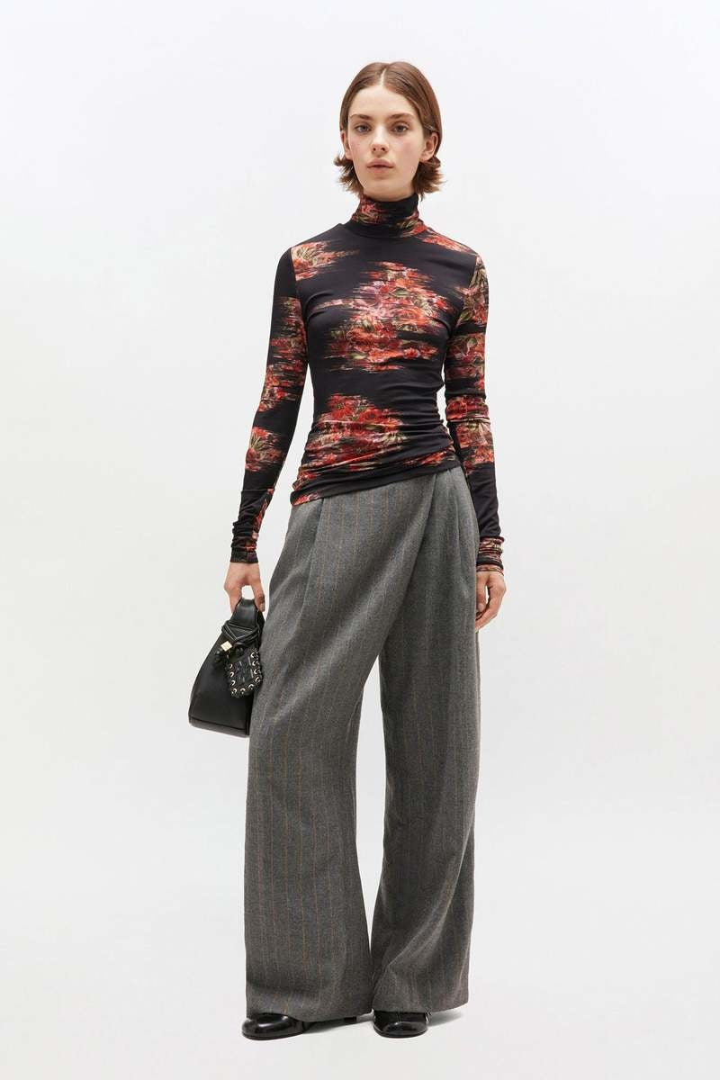 Printed Shiny Jersey Turtleneck