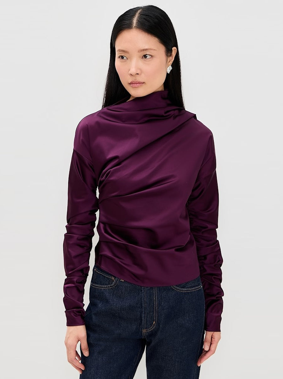 Stretch Satin Ruched Top