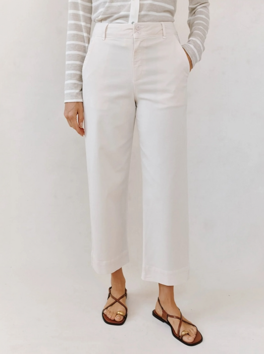 Saige Wide Leg Crop in Lime Stone