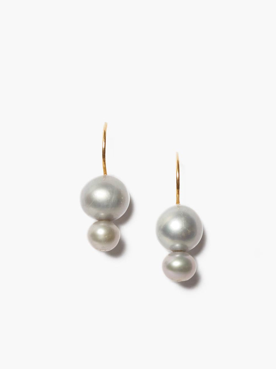 Phoebe Drop Earrings Grey Pearl In Gold