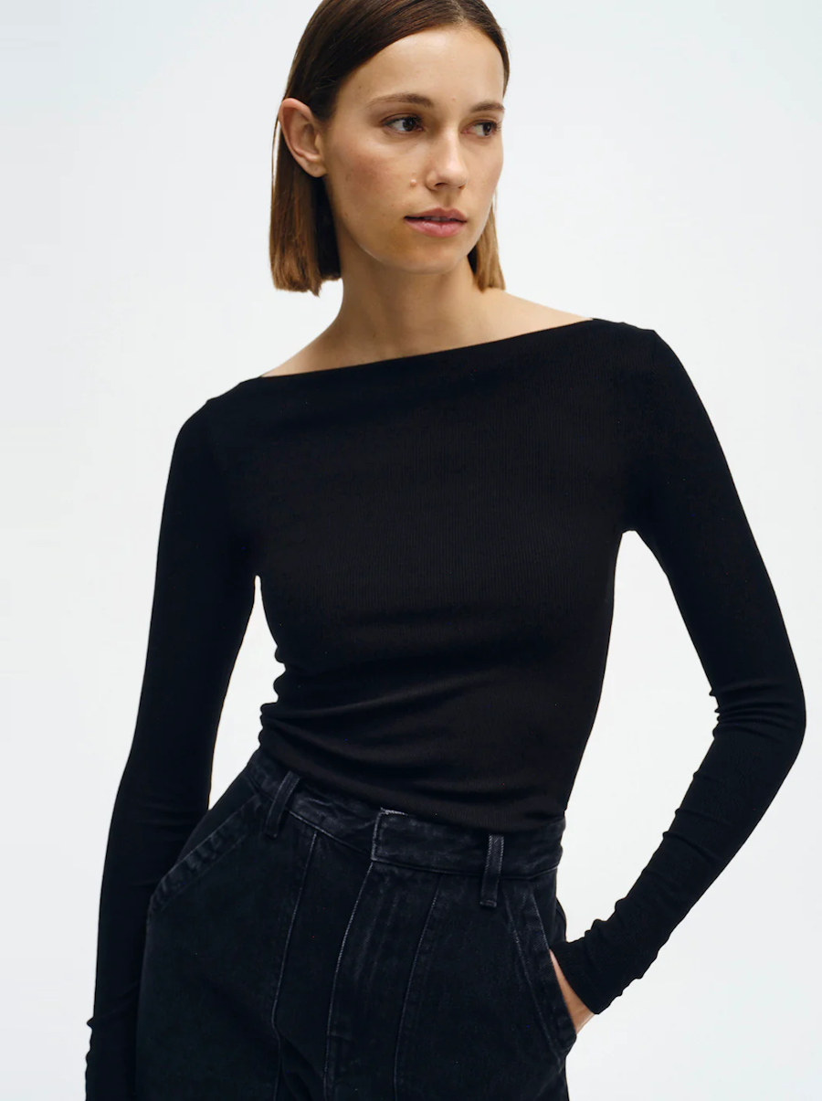 Silk Rib Boatneck Top