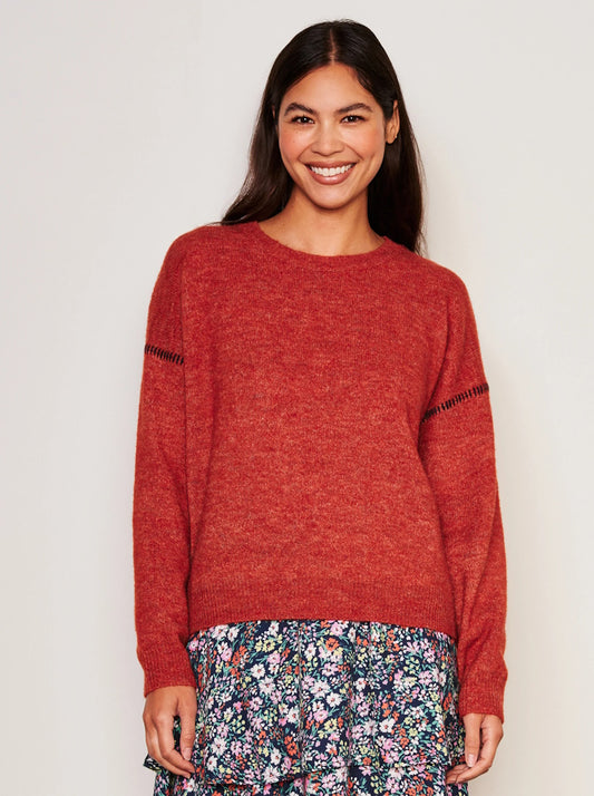 Baseball Stitch Crew Neck Sweater