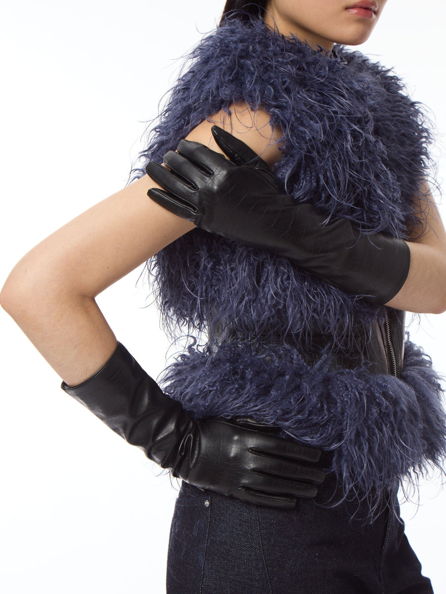 Gwen Croc Gloves Black