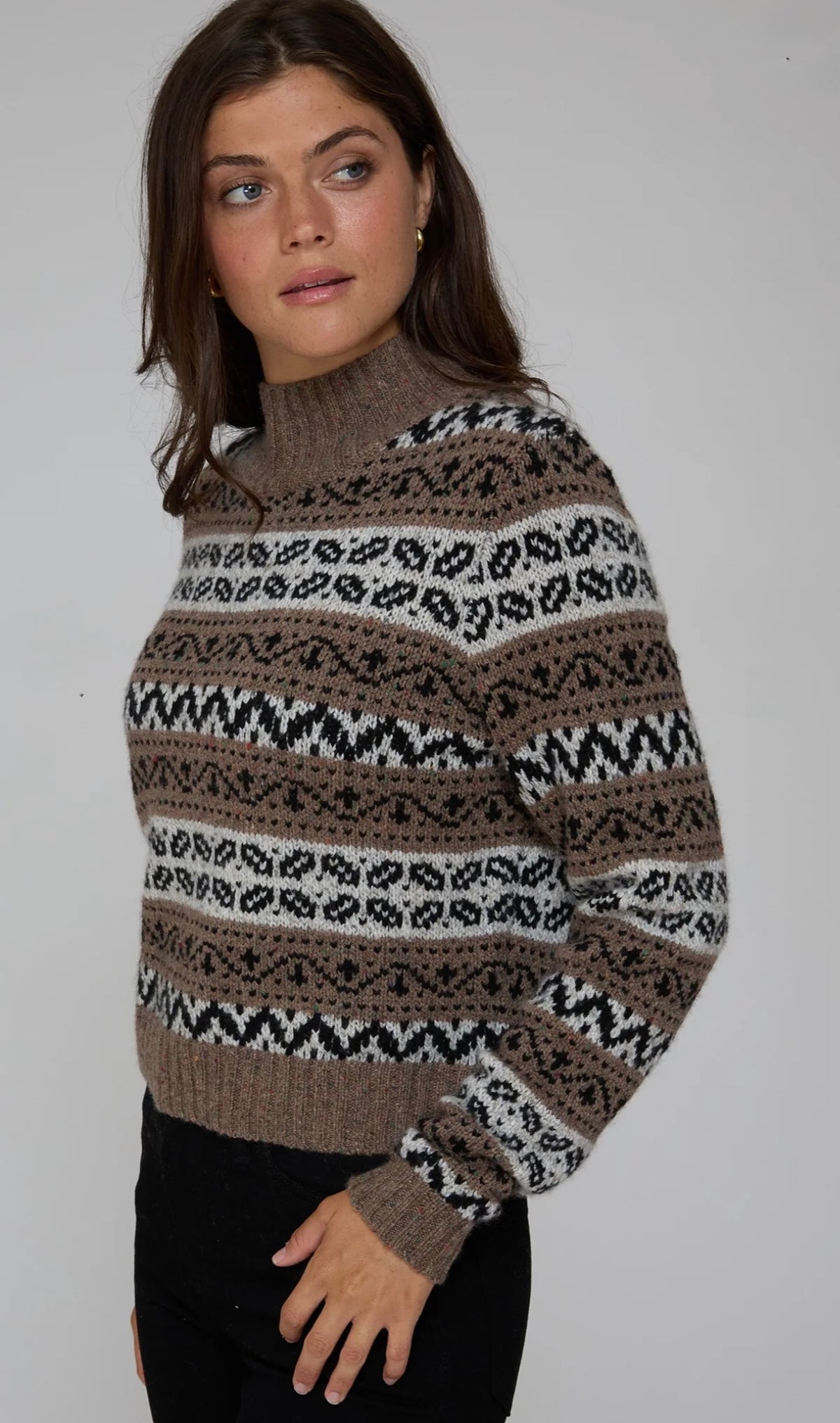Cropped Chunky Fair Isle Mock