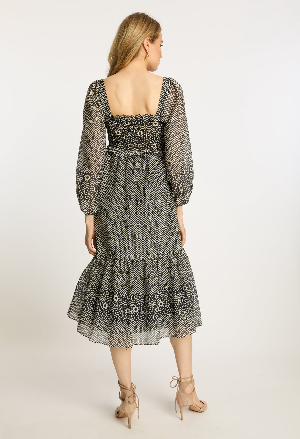 Elora Dress in Indigo Dot