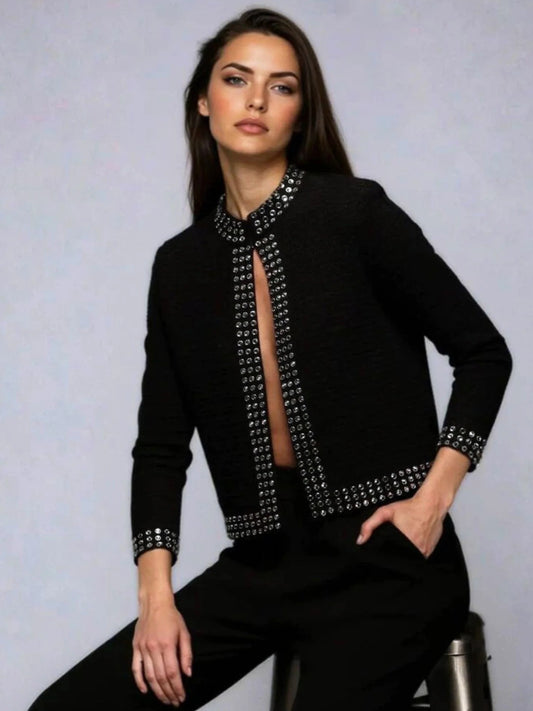 Jacket With Rhinestone Trim