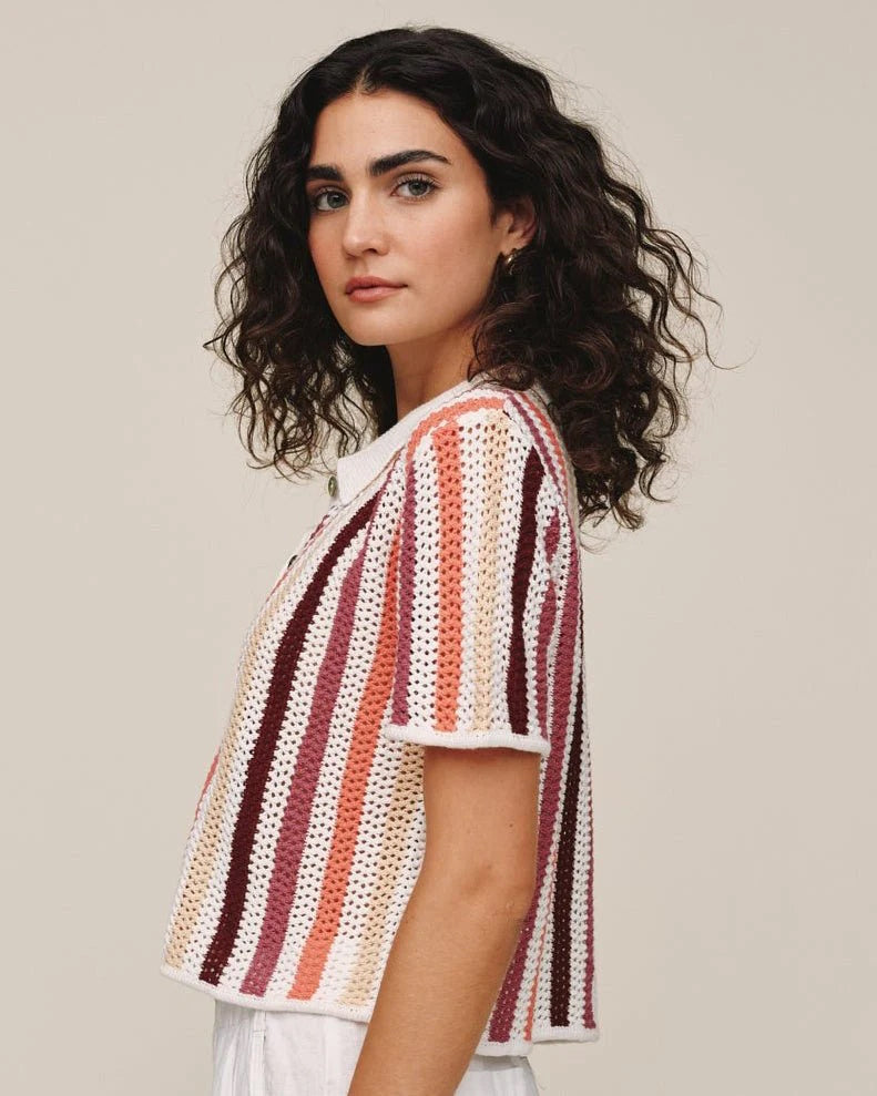 SS Open Knit Stripe Top