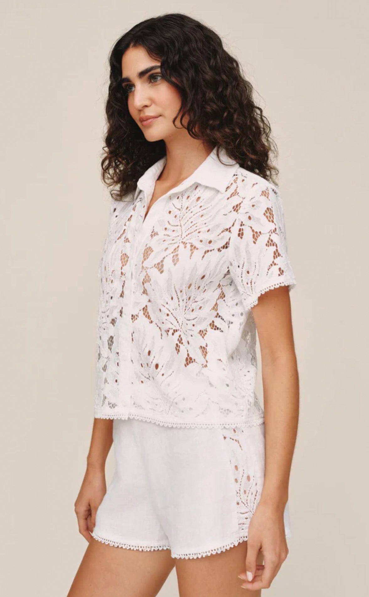 Short Sleeve Contrast Button Down