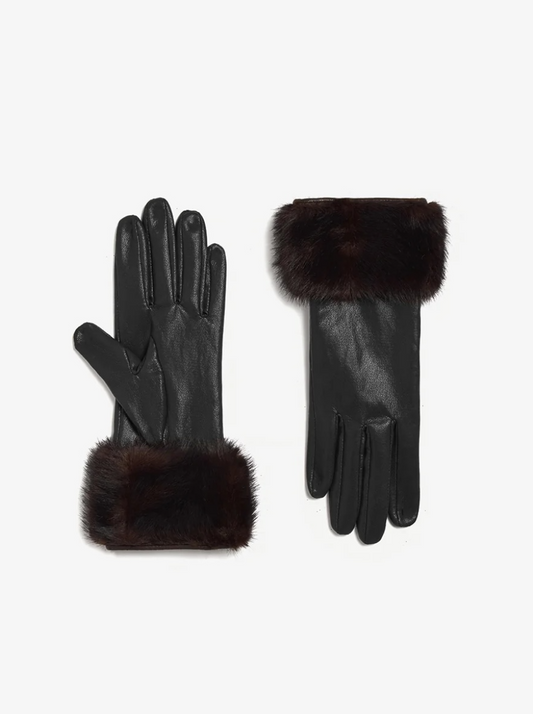 Betty Mink Gloves in Noir
