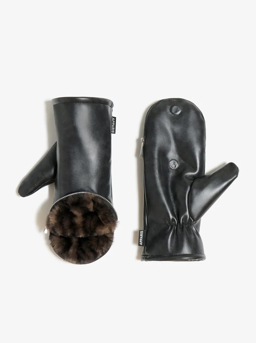 Noa Zipper Gloves in Dark Leopard