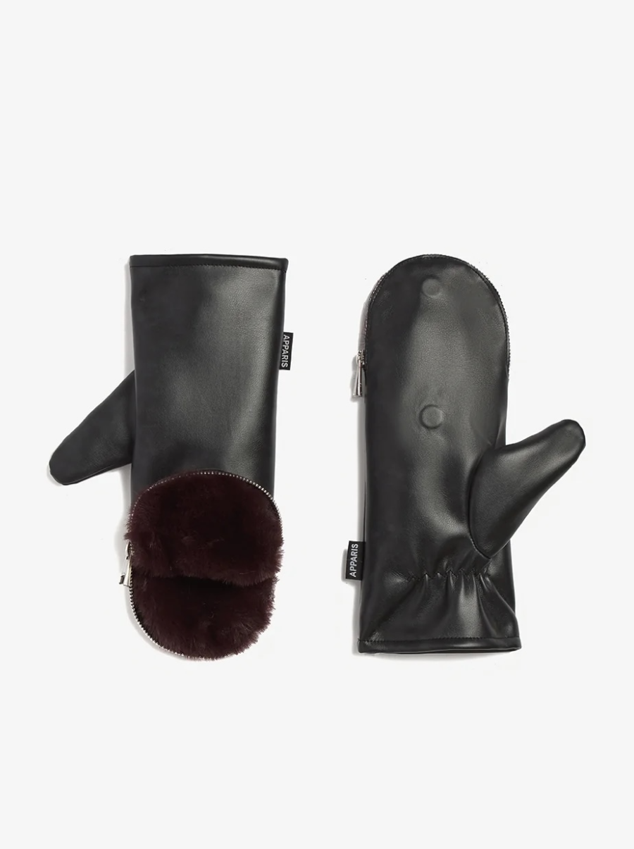 Noa Zipper Gloves in Burgundy