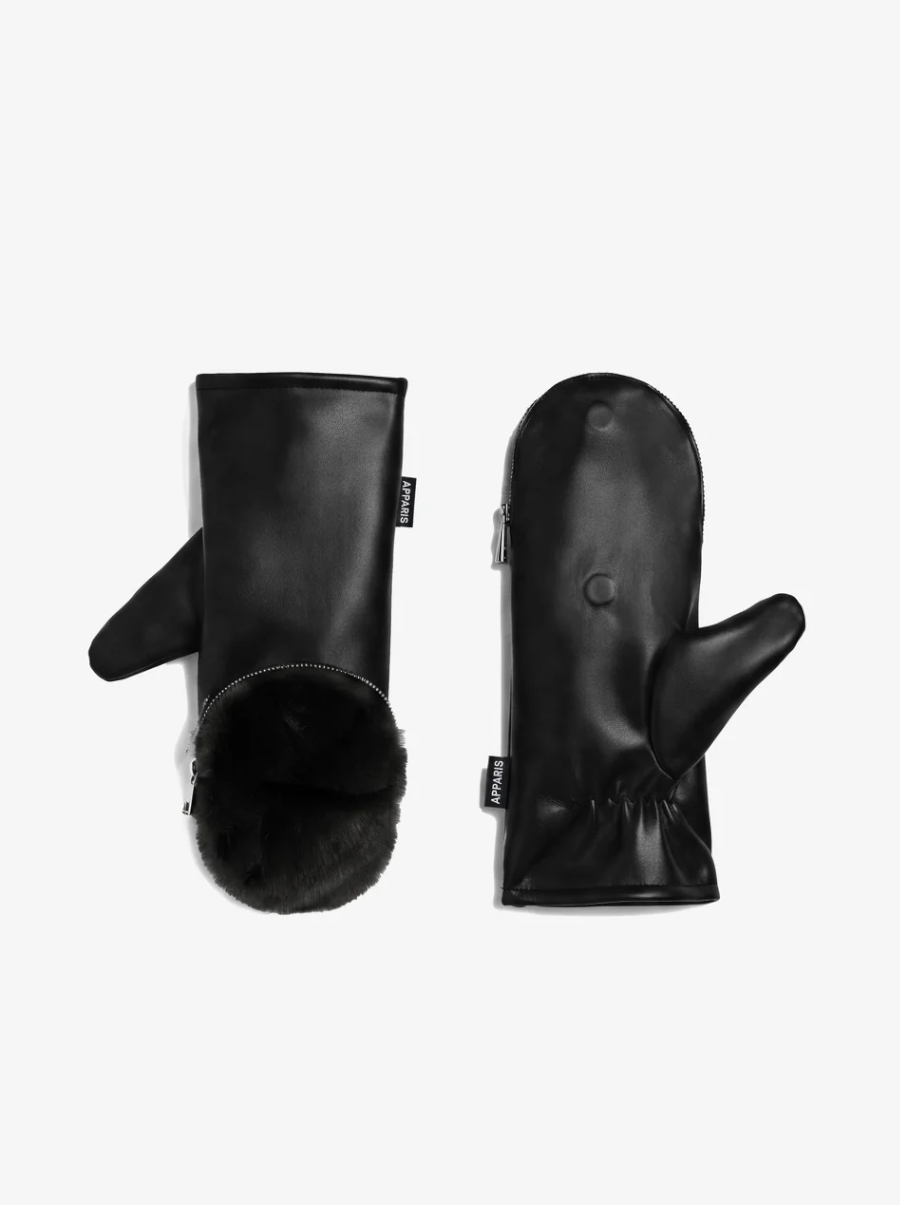 Noa Zipper Gloves in Noir