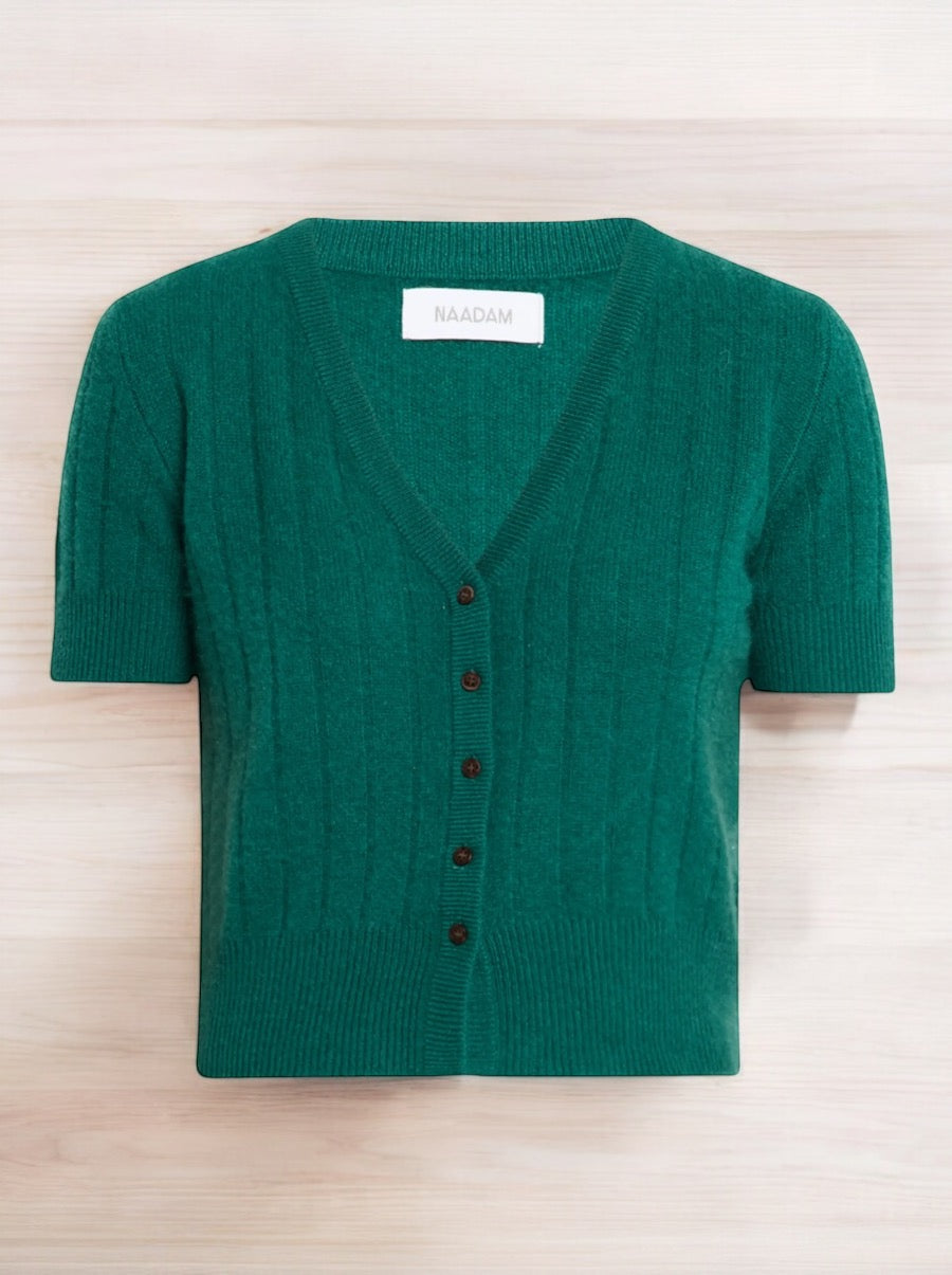 Coastal Cashmere Short Sleeve Ribbed Cardigan