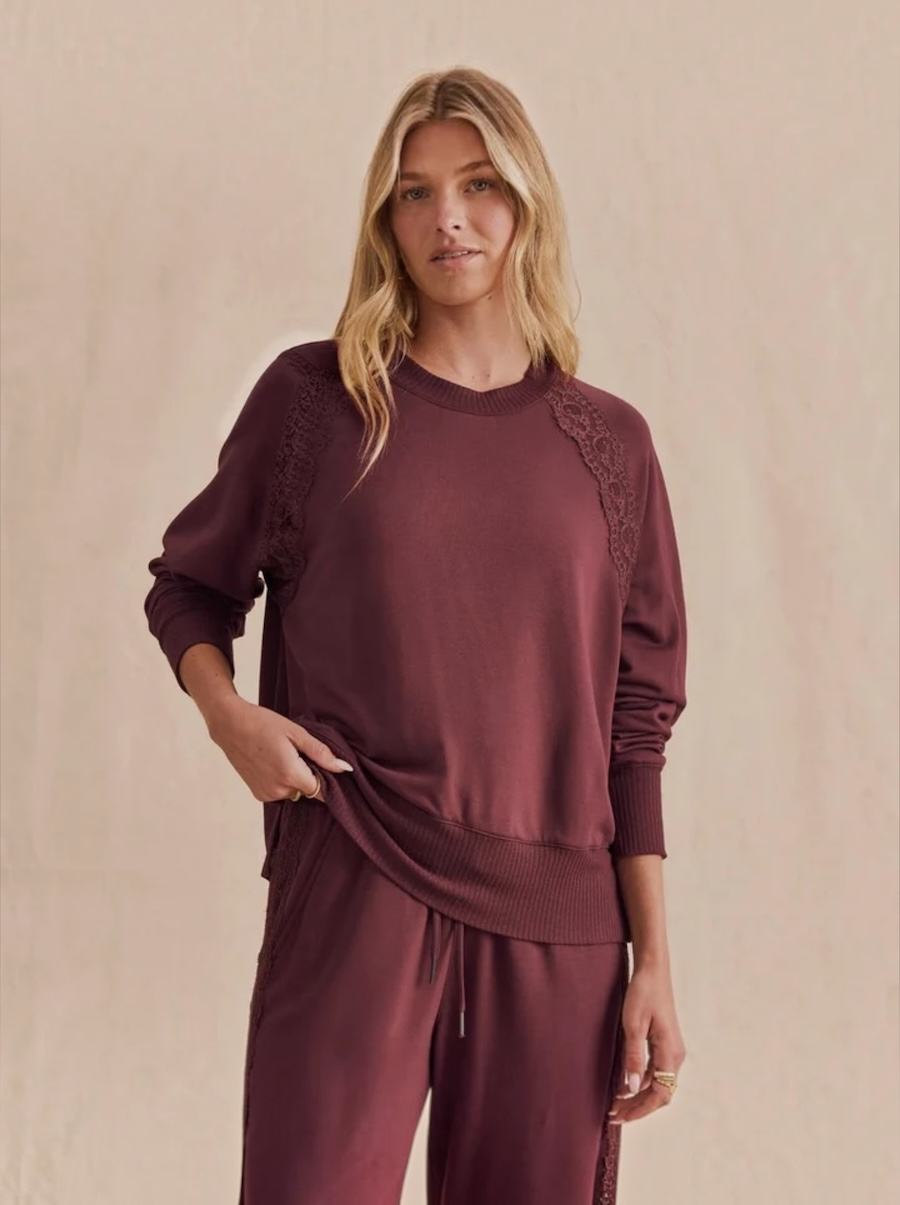 Supersoft Lace Trim Crewneck