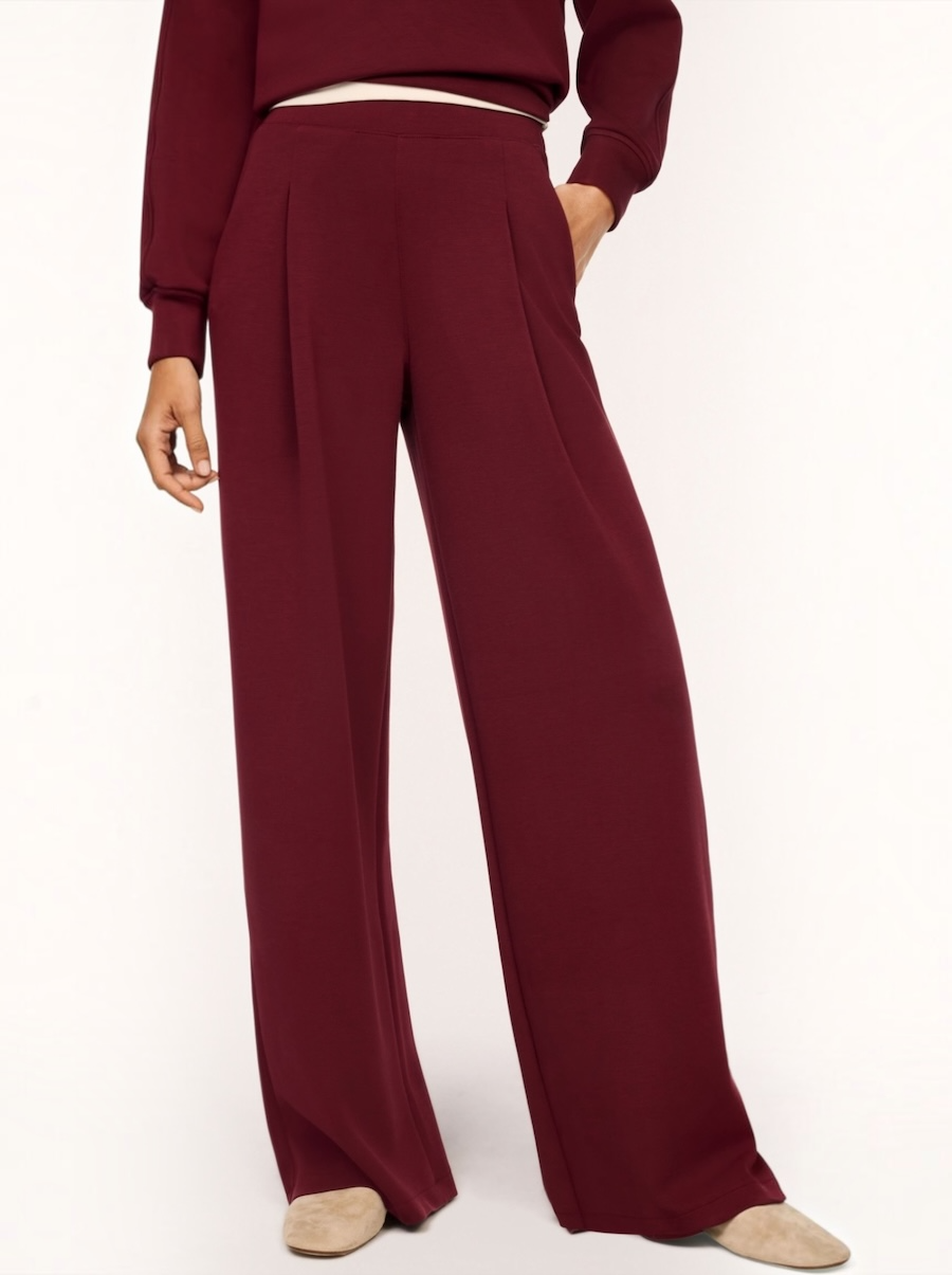 AE Pleated Wide Leg Trouser in Vino