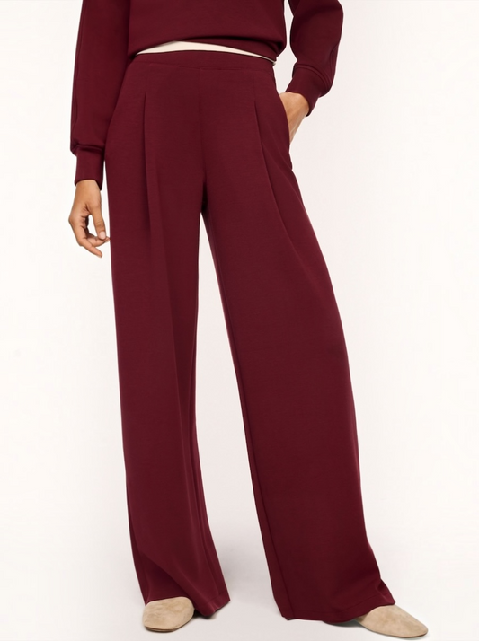 AE Pleated Wide Leg Trouser in Vino