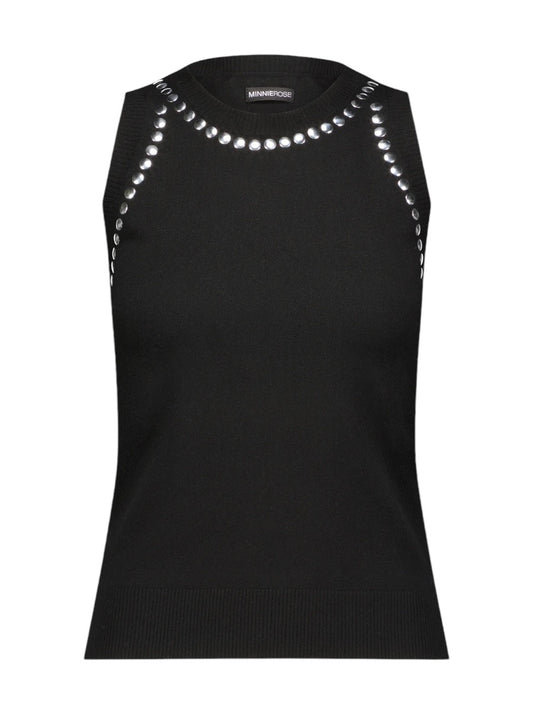 Viscose Blend Sleeveless Top with Studs