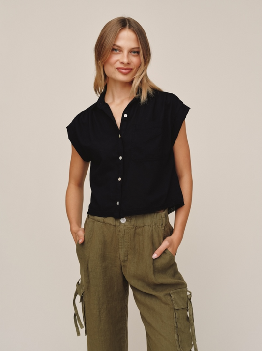 Cap Sleeve Trimmed Shirt