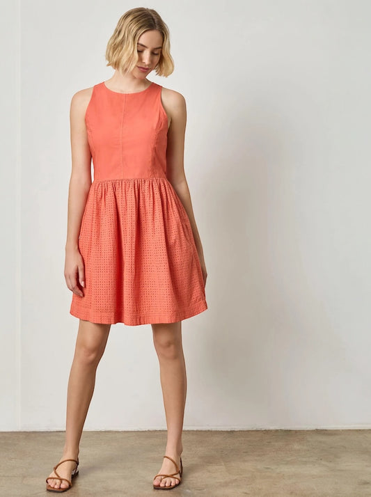 Eyelet High Neck Mini Dress