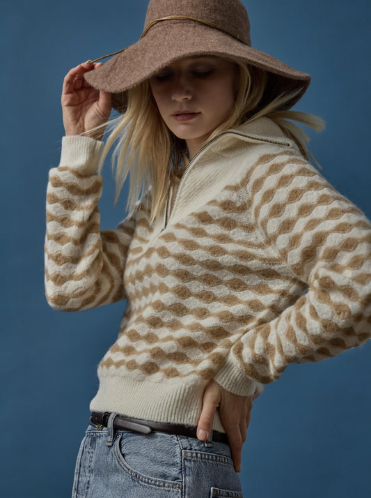 Mixed Stitch Half Zip