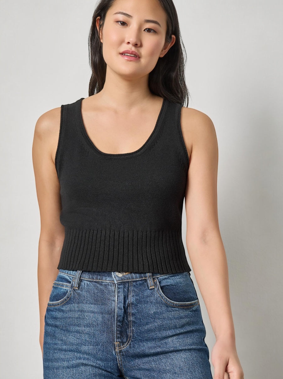 Cropped Scoop Tank Sweater
