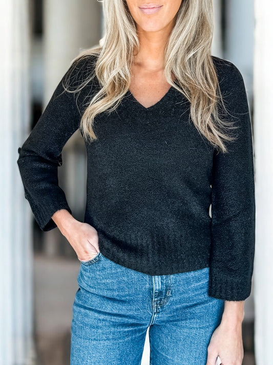 Cashmere Luxe Boucle Boxy V Neck