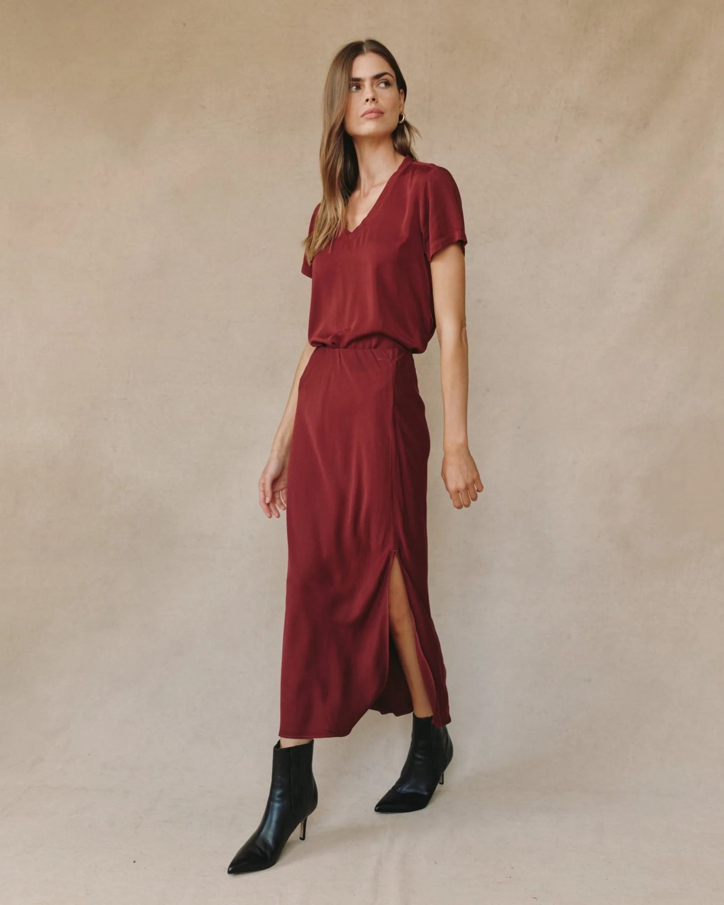 Side Slit Bias Maxi Skirt
