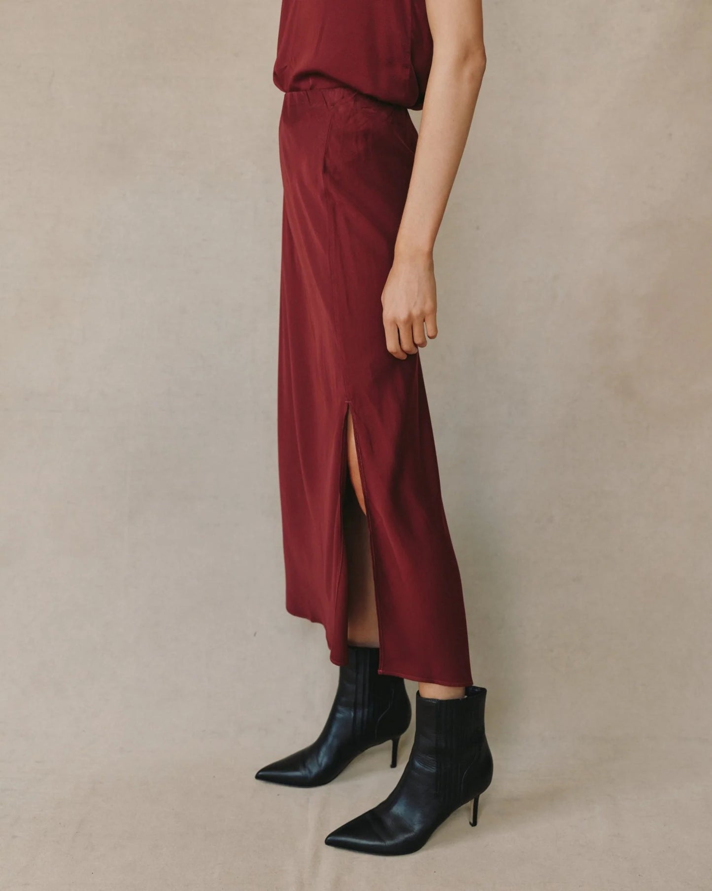 Side Slit Bias Maxi Skirt
