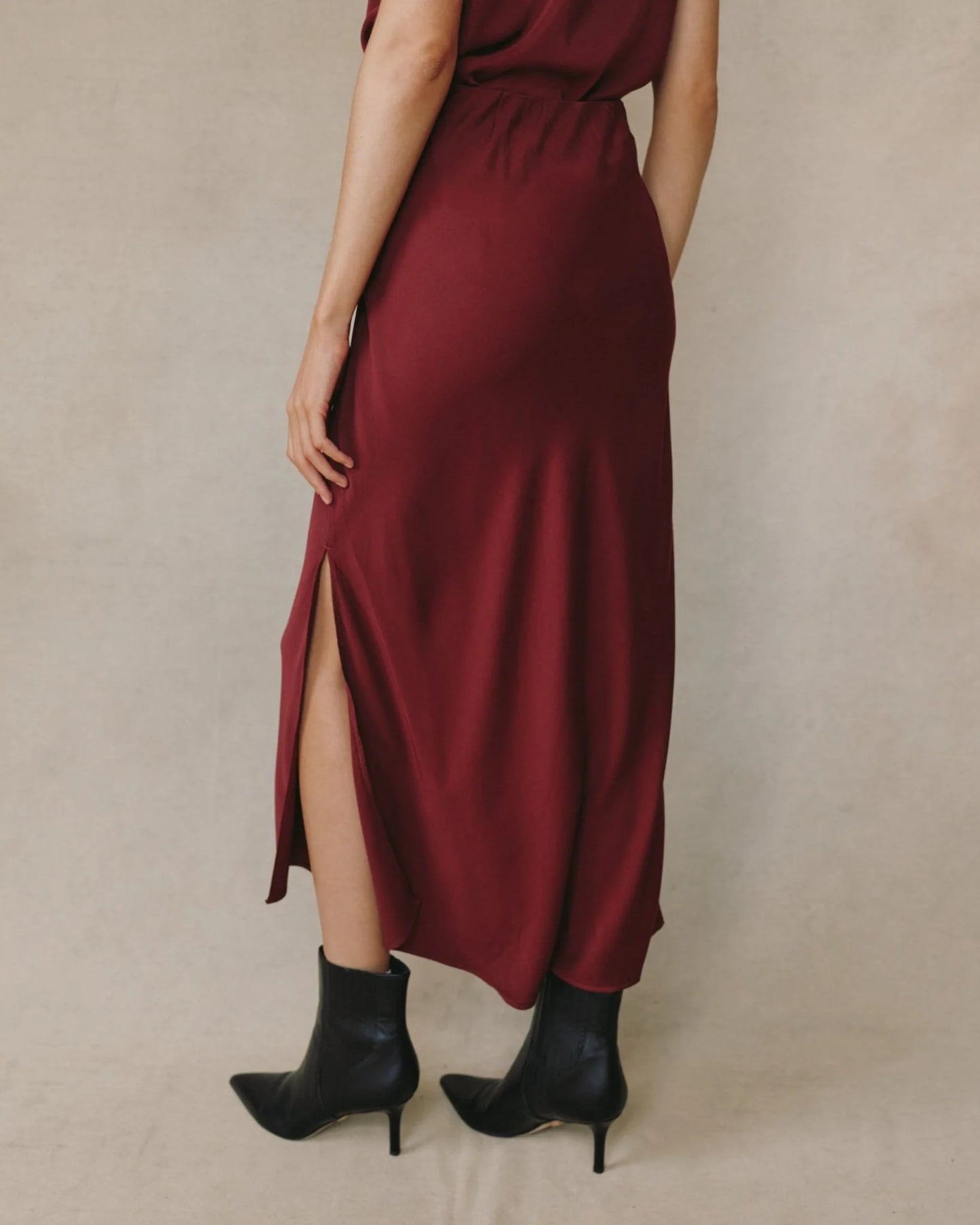 Side Slit Bias Maxi Skirt