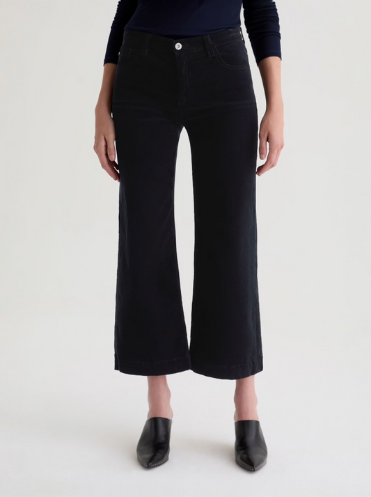 Saige Wide Leg Crop Cord in Super Black