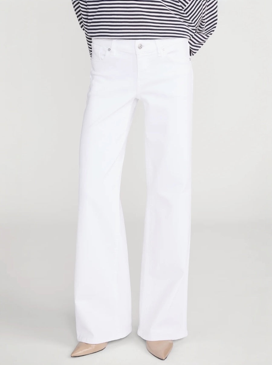 Low Rise Slim Palazzo in White
