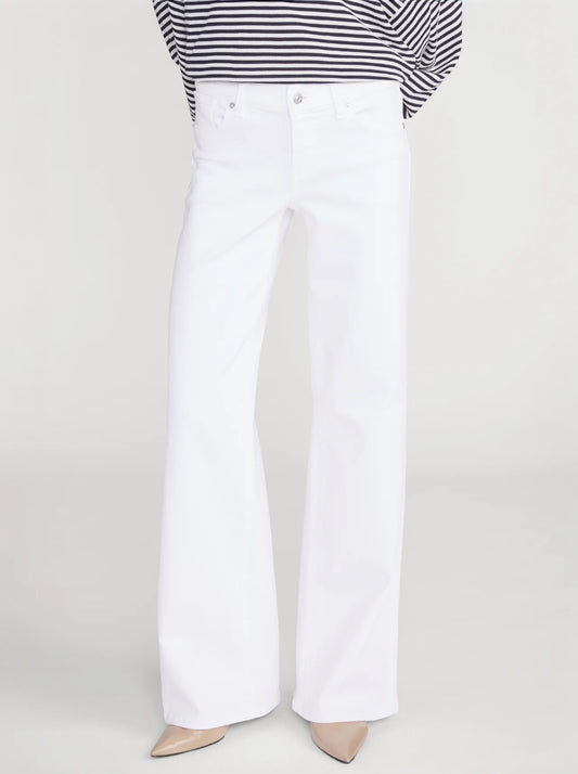 Low Rise Slim Palazzo in White